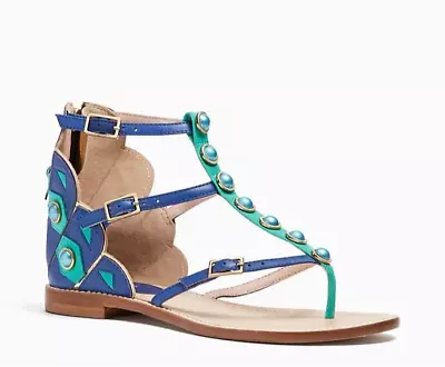 Kate Spade New York - Soto Sandals - Size 8 - Peacock Cobalt Shoes - NEW IN BOX • $399.95