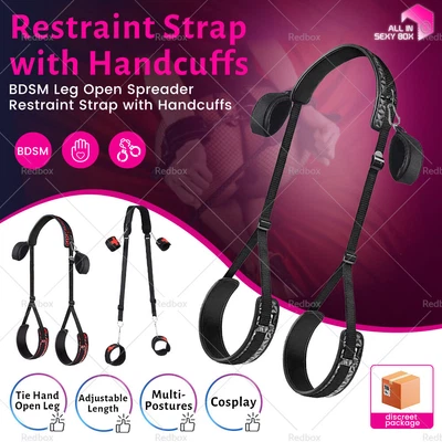 BDSM Leg Open Spreader Restraint Strap With Handcuffs Fetish Bondage Kit Sex Toy • $26.99