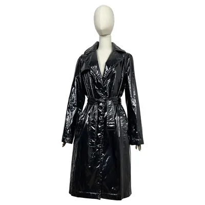 $225 • Buy Women's MISSONI Trench Coat Belted Solid Black Size US8 / IT44