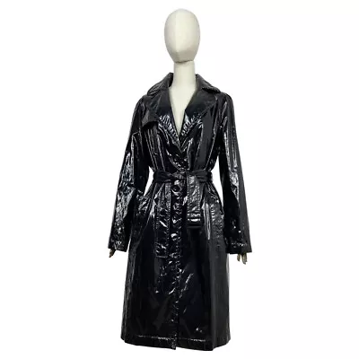 $225 • Buy Women's MISSONI Trench Coat Belted Solid Black Size US8 / IT44