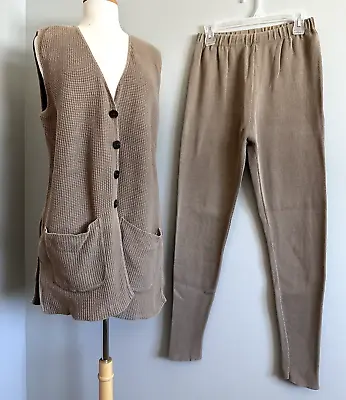 $39.99 • Buy Vintage Timbuktu Brown Set Sleeveless Cardigan/ Leggings Outfit Women's Size M