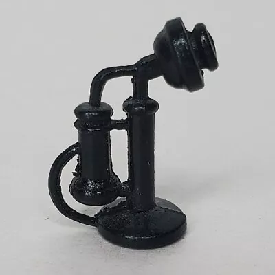 Vintage Dollhouse Candlestick Phone Black Diecast Metal Miniature  • $10.20