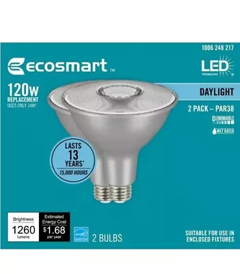 Ecosmart 120W Equiv. PAR38 Energy Star Dimmable Flood LED Bulb 2pk • $19