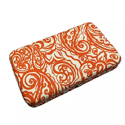 Merona New With Tags Large Hinge Travel Purse Clutch Orange And White Paisley • $19.88