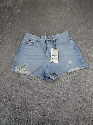 Zara Jean Shorts Womens 6 Light Wash Denim Button Fly High Rise Cut Offs NEW • $24.99