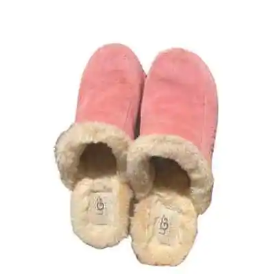 UGG Australia Kalie Suede Shearling Wood Clogs Mules Pink Women's Size 10 • $89