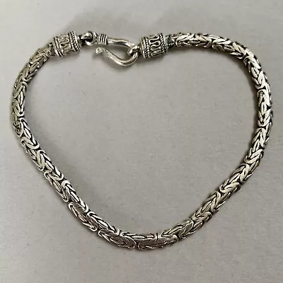 925 Sterling Silver Bracelet Byzantine Link Bali 8” 20cm 3mm Wide Mens Womens • $26.11