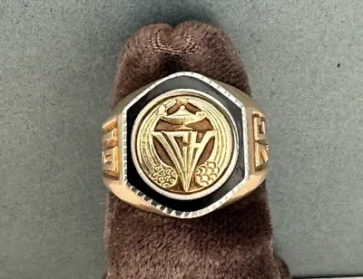 Vintage 1926 Art Deco 10k Gold High School Class Ring Size 3.5 • $350