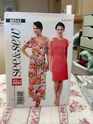 UNCUT See & Sew Pattern Maxi Or Knee Length Dress Cold Shoulder Sleeve 6-22 • $9.95