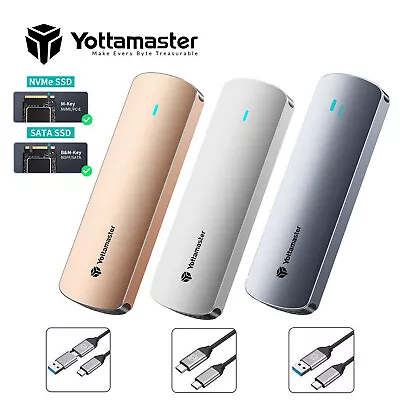 Yottamaster NVMe M.2 SSD To USB C 3.2 Gen2 External Enclosure Storage Case Cable • $17.09