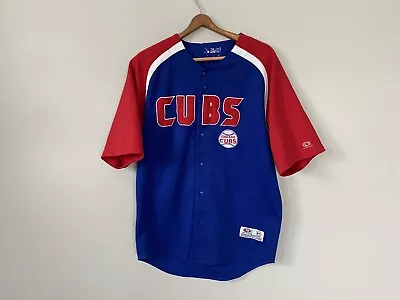 Vtg Retro Chicago Cubs Embroidered Button Up Jersey Mens Large Baseball 2000s • $19.99