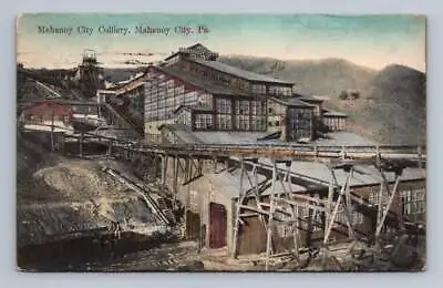 Mahanoy City Colliery ~ Antique Coal Mining Hand Colored Collotype Shenandoah • $29.99
