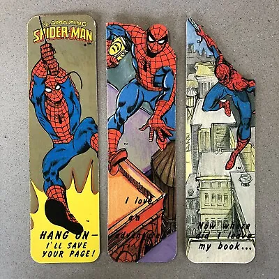 ❤️🕸️💙 SPIDER-MAN 🕷️ MARVEL VINTAGE! RARE? 1986 3 X BOOKMARKS BOOK MARKS • $32.29