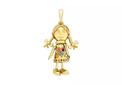 Multi Coloured Rag Doll Pendant 9ct Yellow Gold • £307.80