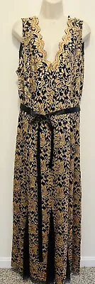 Candalite Dress Women Plus 3X Formal Gold Lamé Sparkle  & Black Morticia NWT • $20.95