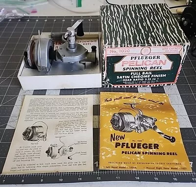 Vintage Pflueger Pelican 1020 Vintage Spinning Reel In Orginal Box And Paperwork • $74.99