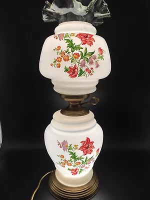 Vintage Table Lamp Hand Painted Flowers On The Two Glass Shades • £333.33
