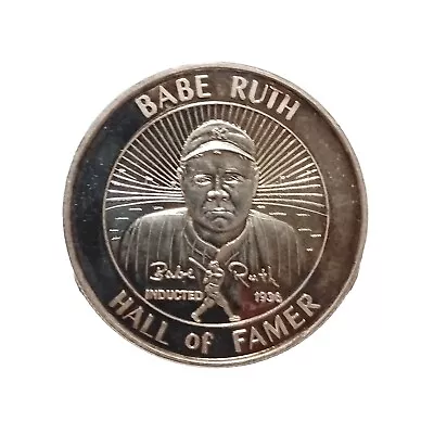 BABE RUTH HALL OF FAMER 1936 -  1 Troy Oz. 999 Fine Silver Round RARE NY YANKEES • $99