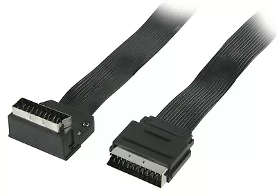 £10.75 • Buy Flat 2m Scart Cable / Lead To Scart Hooked 270 Degree Right Angled TV DVD Plasma