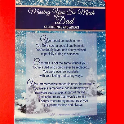 Missing You DAD Christmas Graveside Memorial Card Christmas Keepsake Remembrance • £2.60