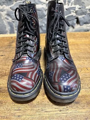 Dr Martens RARE Women’s 8 Eyelet USA Flag Vintage  Boots Made In England UK5 EXC • $599.95
