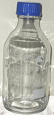 Glass Bottle W Cap Autoclavable Culture Media 1000 Ml  Biology Lab Glassware New • $11.49