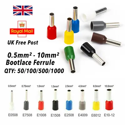 £2.80 • Buy Insulated Pin Wire End Terminal Wire Ferrules  0.5mm² - 10mm² Bootlace Ferrule