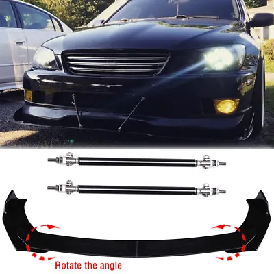 Glossy Front Bumper Lip Spoiler Splitter +Strut Rods For Lexus IS250 IS350 IS500 • $95.11