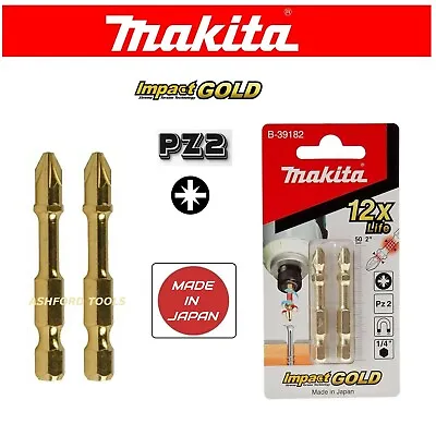 Makita PZ2 Screwdriver Bits 2pcs Impact Gold Extreme Torsion 50mm Pozi Driver 2  • £7.96