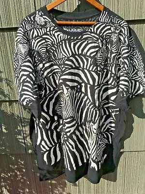 Zebra Herd All Over Print T-shirt L XL 2X Liquid Blue AOP Greg Genrich Africa • $23.89