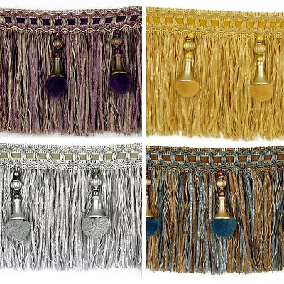  Luxury Exquisite Beaded Tassel Trim Fringe Braid Trimming Pom Pom 8 Colours • £16.99