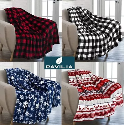 Holiday Christmas Theme Fleece Throw Blanket Sofa Couch Soft Winter Cabin Print • $27.99