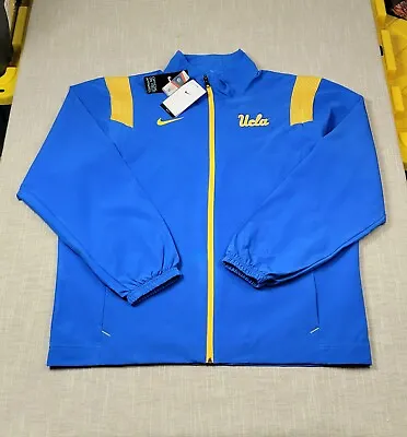 NIKE UCLA Bruins Jacket Large Mens Blue Yellow On Field Full Zip Windbreaker • $64.95