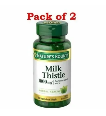 Nature's Bounty Milk Thistle Herbal Supplement Softgels 1000 Mg 50 Ct Pack Of 2 • $25