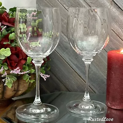 Mikasa Stephanie Wine Glasses Optic Bowl Blown Glass Wine Goblet Pair * • $96