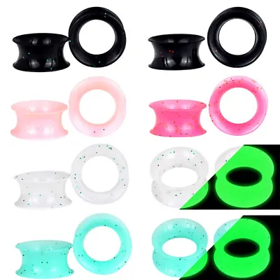 $2.99 • Buy 1 Pair Thin Soft Silicone Double Flared Flexible Tunnel Plugs Ear Gauges 2g-3/4 