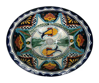 #011 Medium Bathroom Sink 17x14 Mexican Ceramic Hand Paint Drop In Undermount • $79.31