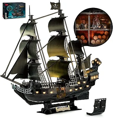 QUEEN ANNE'S REVENGE PIRATE SHIP CubicFun 3D Jigsaw Puzzle • £40