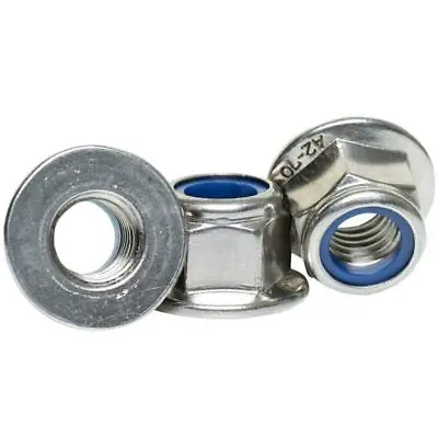 M4 M5 M6 M8 M10 M12 A2 Stainless Steel Flanged Nyloc Nuts Flange Nuts Din 6926 • £1.58