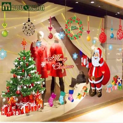 $15.99 • Buy Merry Christmas Removable Tree Santa Claus Window Wall Stickers Shop Decor USA