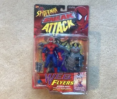 1997 Marvel Spider-Man Sneak Attack Web Flyers W/ Steel Spider Flyer Toy Biz MOC • $24.99