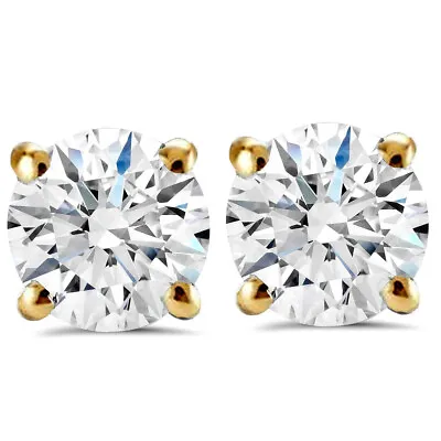 14K Solid Gold 1CT 5mm Round Colourless Moissanite Martini Stud Earrings Screw • $221.02