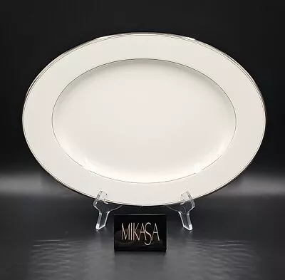 Mikasa GOTHIC PLATINUM 15  Oval Serving Platter EXCELLENT White Bone China • $68.88