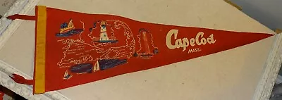 CAPE COD MASS. Felt Pennant With Towns Shown (26  With Streamers 29 ) • $65