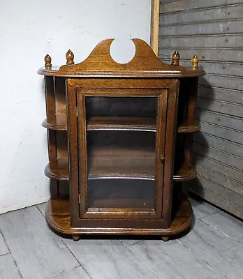 Vintage Rustic Wood Wall Display Curio Cabinet Knick Knack Shelf A67 • $126