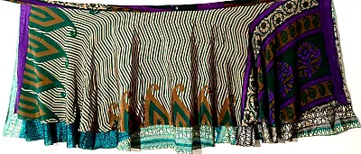 Women's Indian Sari Wrap Skirt Handmade Reversible Vintage Hippie XL Tea • $25.91