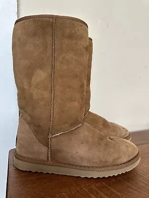 UGG Boots Womens W6 Classic Tall II Winter MidCalf Pull On 1016224 Brown Suede • $32