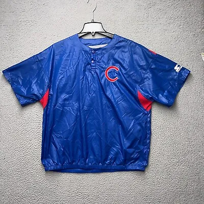 Chicago Cubs Windbreaker Pullover Shirt Mens M Blue Starter Diamond Collection • $25.95