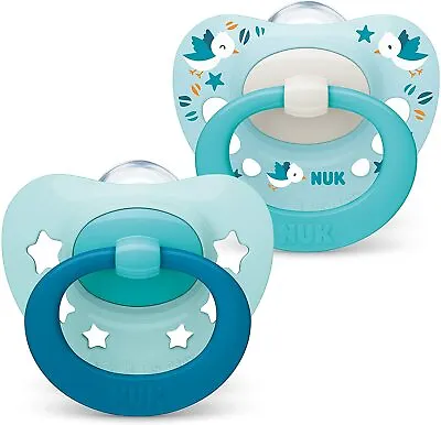 £5.19 • Buy NUK Baby Boy Blue Dummies | BPA Free Orthodontic Soothers 0-6 MONTHS Pack Of 2