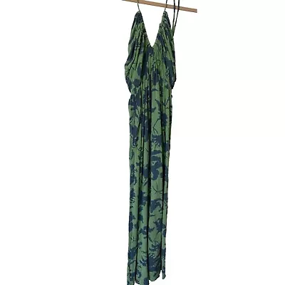 Rubber Ducky Productions Maxi Dress Womens Small Green Tropical Beach Vacation • $12.90